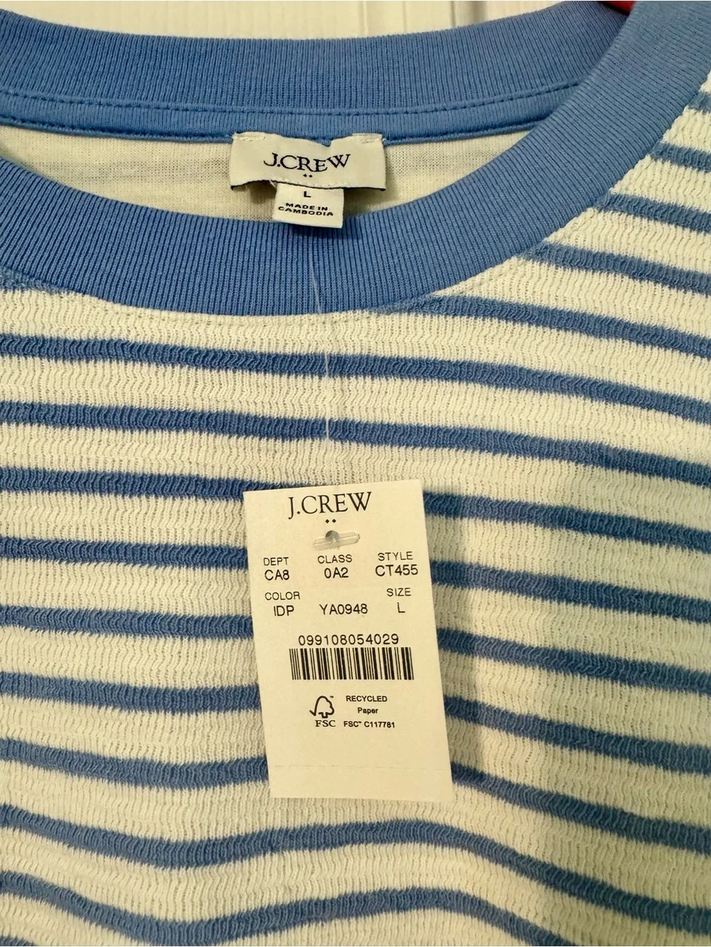 J Crew Jacquard striped crewneck sweatshirt with matching shorts